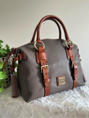 Dooney & Bourke Pebble Leather Bristol Satchel in Elephant EUC